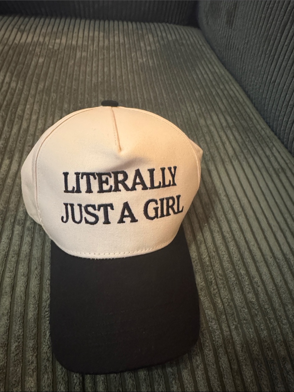 Cream and Black "Literally Just A Girl" Cap